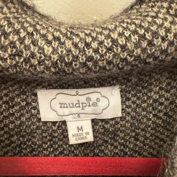 Mudpie Plaid Black and Cream Women's Sweater - Picture 2 of 3